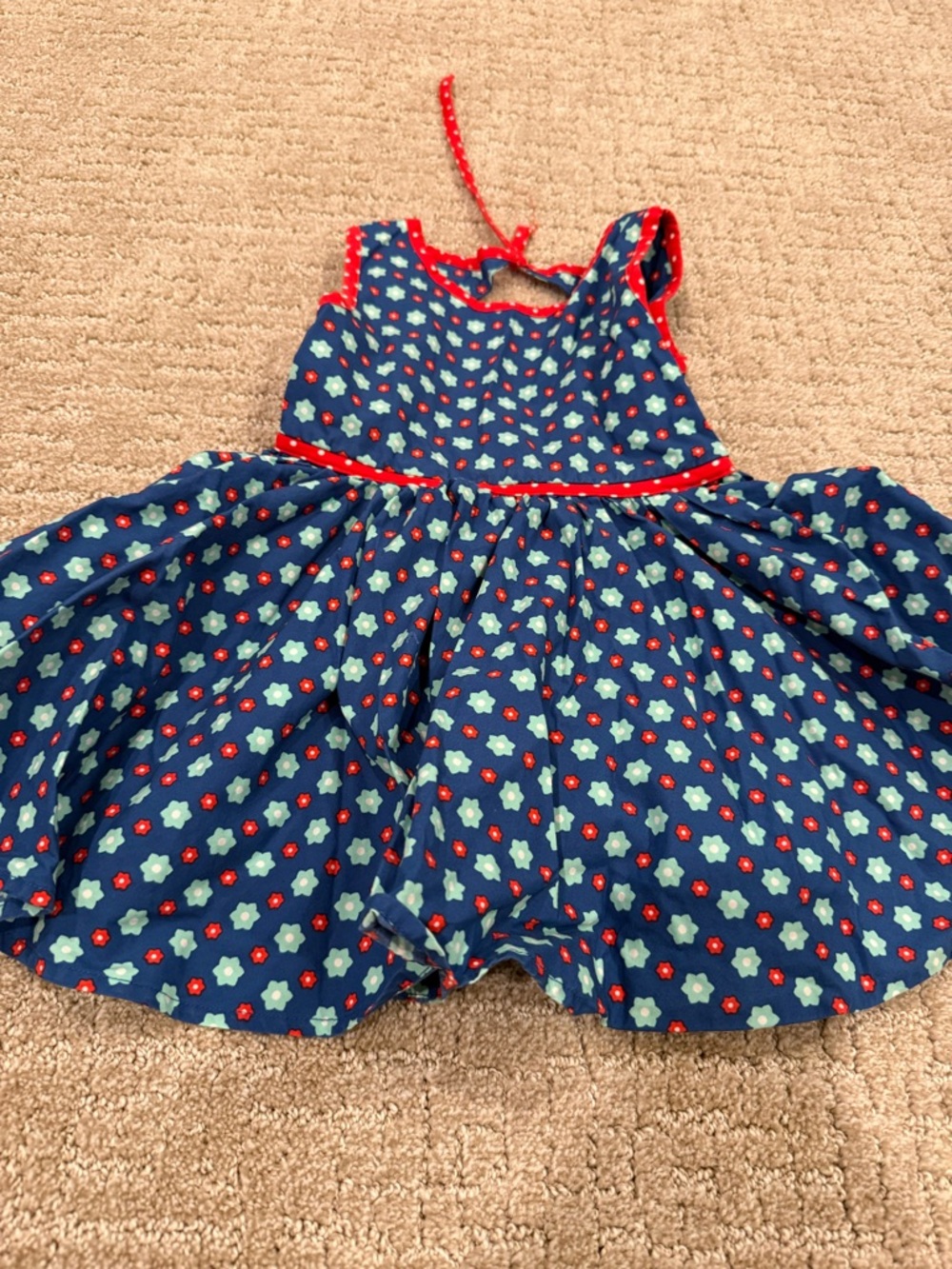 Wildflowers Navy Blue Floral tunic with Mint and Red Flowers